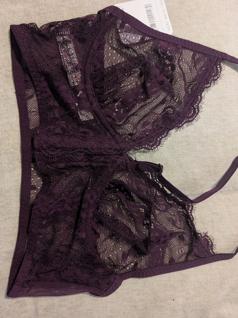 Free People Sheer Lace Bralette in Plum